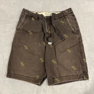 Abercrombie Fitch Moose Print Jhorts Shorts Mens 30 Loose Relaxed Drawstring